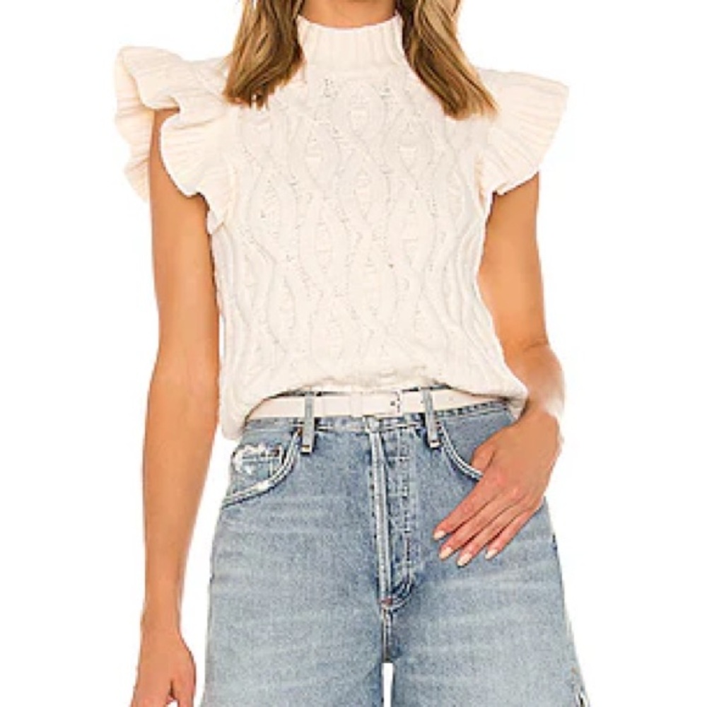 Line & Dot Erica Cream Cable Knit Sweater